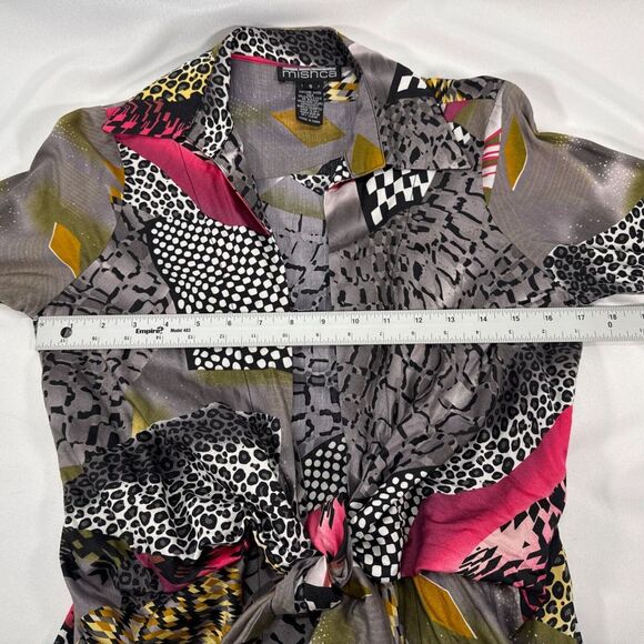 Mishca Boho Front‎ Tie Patchwork Animal Blouse Womens S - Artsy Retro Boho - Picture 4 of 7